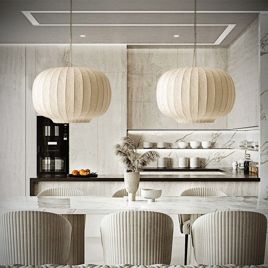 Ritta Retro Lantern Pendant Light | Metal & Silk Design with Adjustable Height | Elegant Ceiling Light Fixture for Dining and Bedroom 0