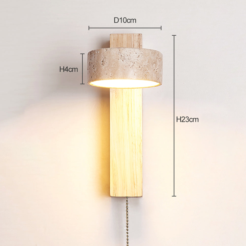 Ritta | Indoor Wall Lamp with Yellow Travertine Shade & Wooden Beam | Elegant Lighting for Modern Interiors 9