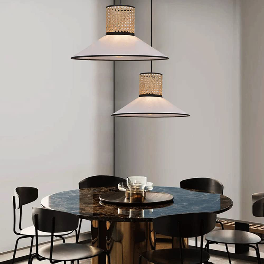 Ritta | Modern Rattan Pendant Light with Elegant Fabric Shade | Stylish Illumination for Any Room 2