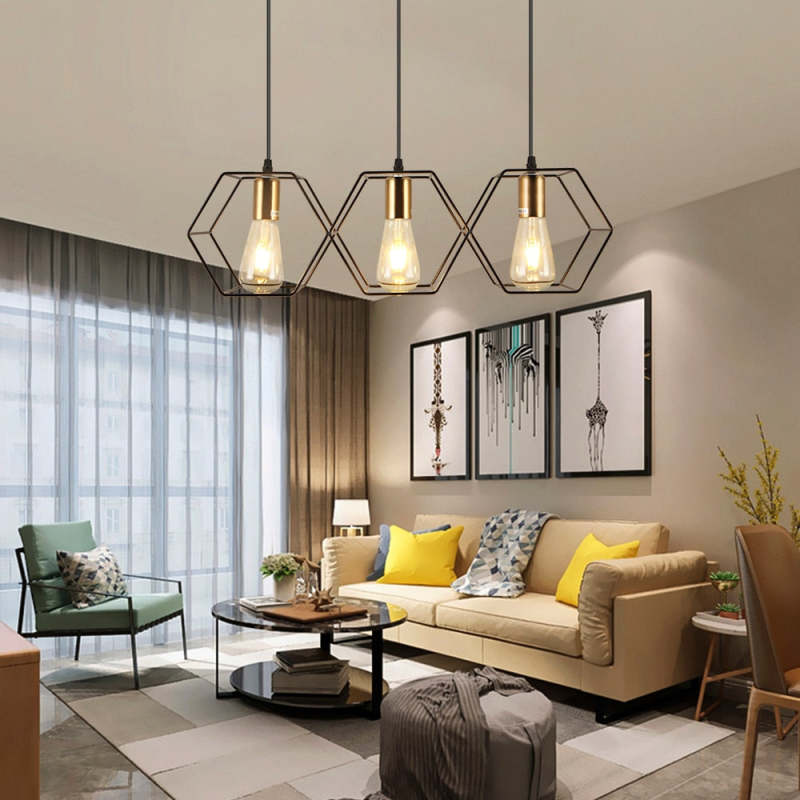 Rustic Charm | Black Pendant Light with Elegant Hexagonal Design | Versatile Kitchen Pendant Lighting for Any Room 0