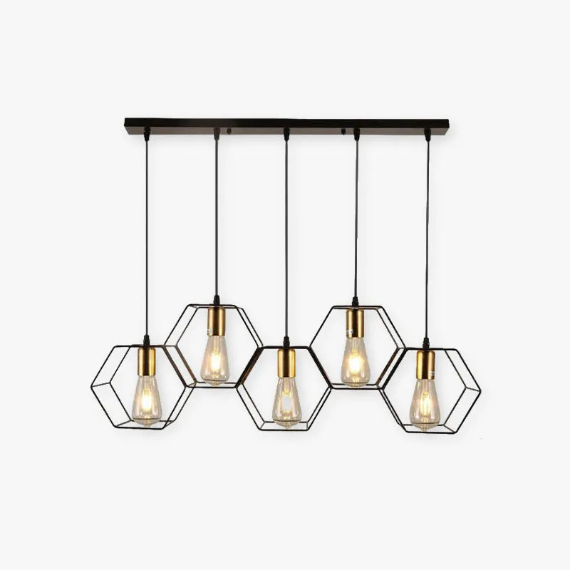Rustic Charm | Black Pendant Light with Elegant Hexagonal Design | Versatile Kitchen Pendant Lighting for Any Room 1