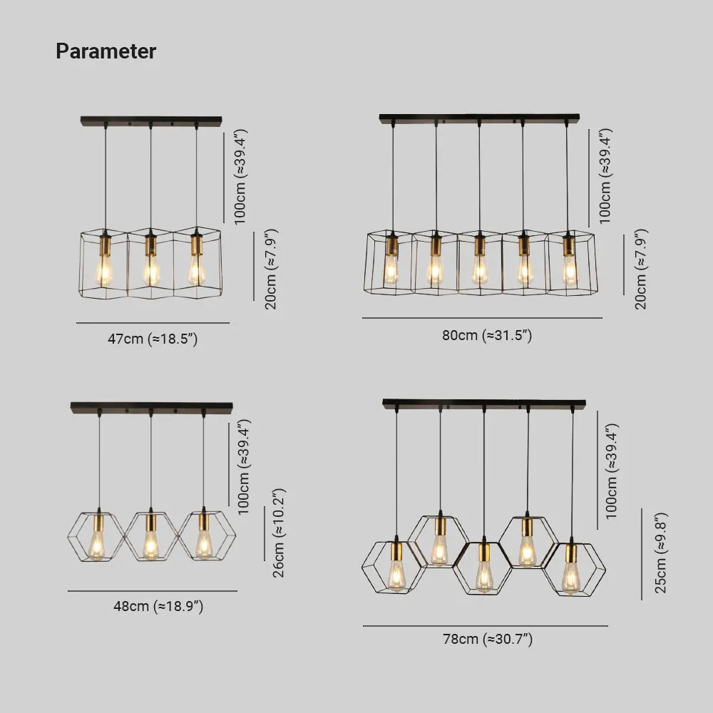 Rustic Charm | Black Pendant Light with Elegant Hexagonal Design | Versatile Kitchen Pendant Lighting for Any Room 3