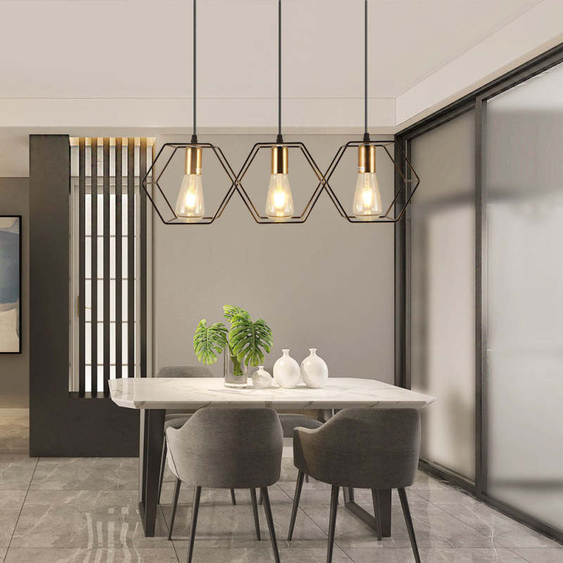 Rustic Charm | Black Pendant Light with Elegant Hexagonal Design | Versatile Kitchen Pendant Lighting for Any Room 7