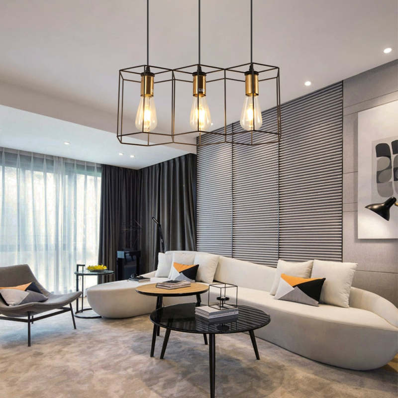 Rustic Charm | Black Pendant Light with Elegant Hexagonal Design | Versatile Kitchen Pendant Lighting for Any Room 9