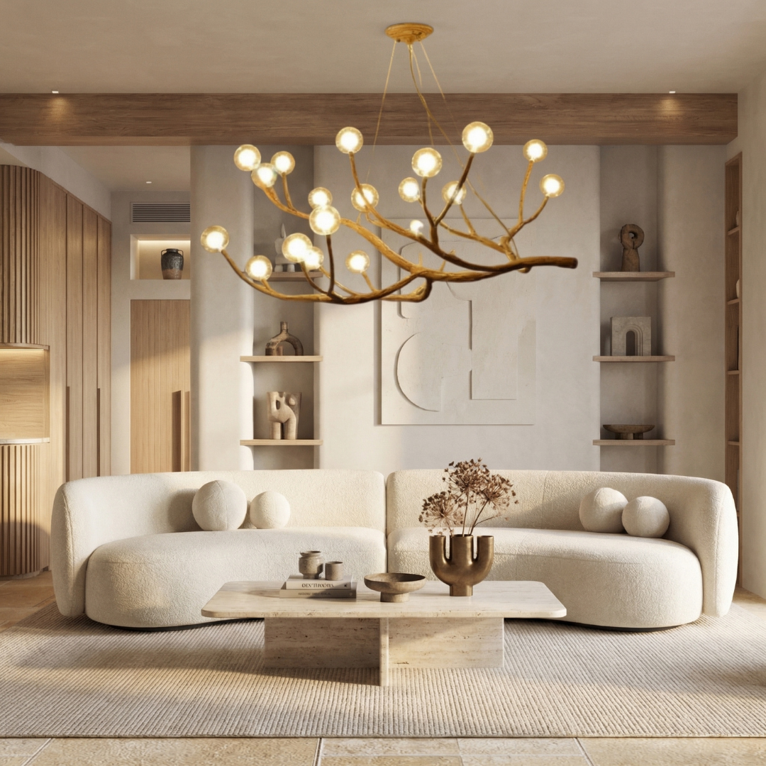 Rustic Elegance | Modern Chandelier Light with Glass Bubble Shades | Adjustable Height for Cozy Dining Ambiance 9