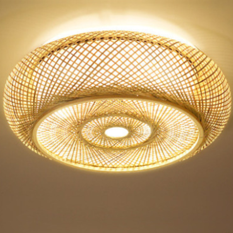 Rustic Rattan Flush Mount Ceiling Light with Energy-Saving LED | Handcrafted Bamboo Design for Cozy Ambiance 2