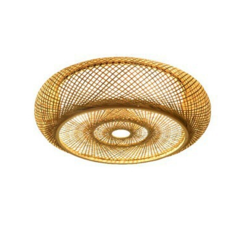 Rustic Rattan Flush Mount Ceiling Light with Energy-Saving LED | Handcrafted Bamboo Design for Cozy Ambiance 7