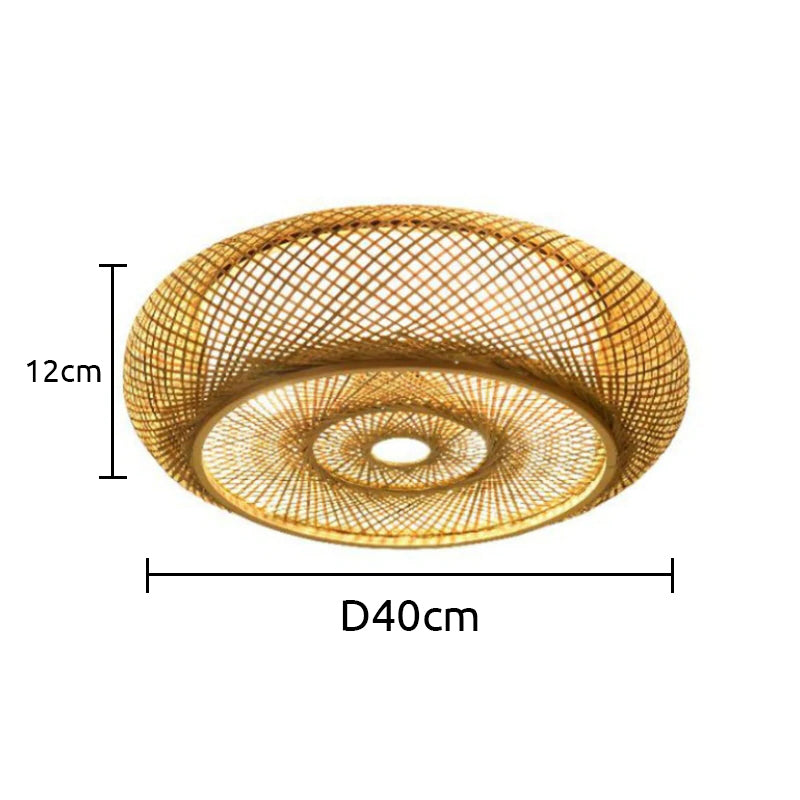 Rustic Rattan Flush Mount Ceiling Light with Energy-Saving LED | Handcrafted Bamboo Design for Cozy Ambiance 8