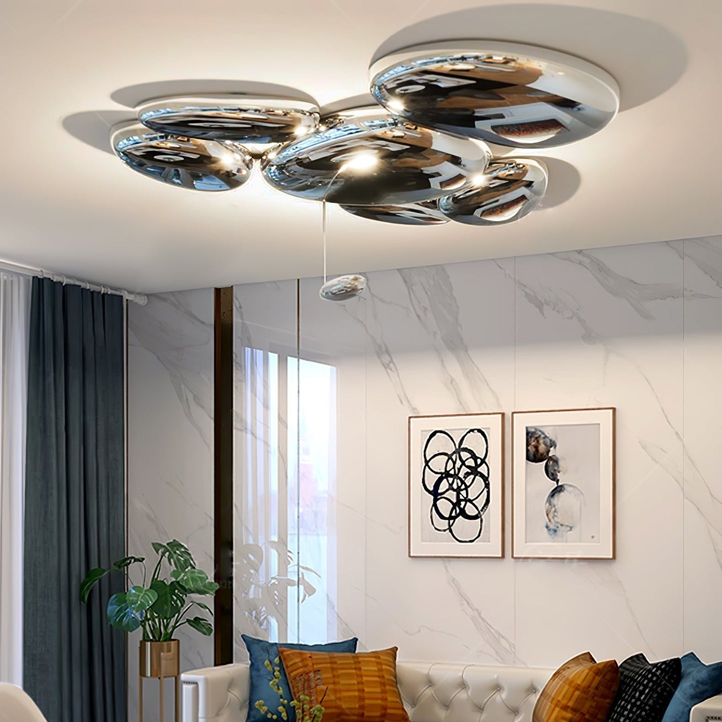Skydro | Flush Mount Ceiling Light Fixture with Organic Pebble Design | Modern LED Lighting for Stylish Interiors 5