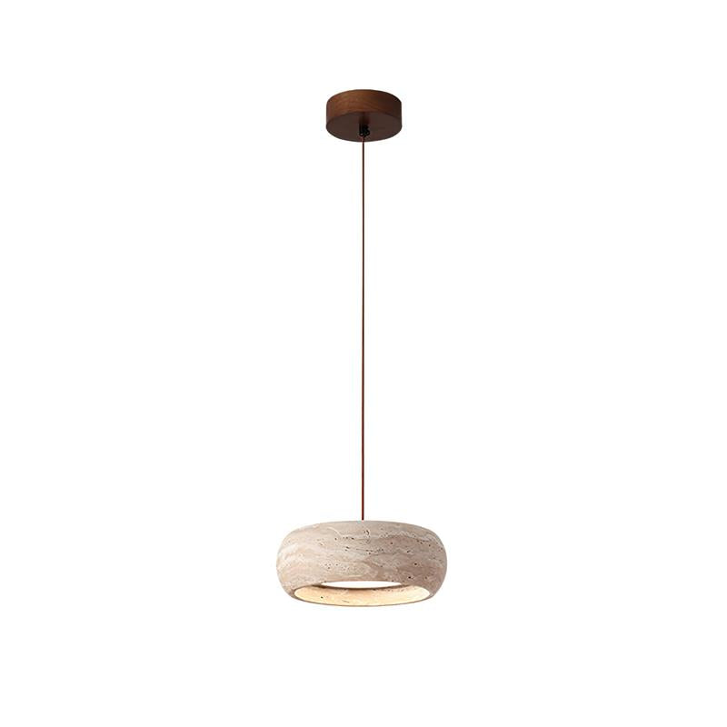 Tova | Pendant Light with Natural Travertine Design & Adjustable Height | Warm Ambient Glow for Dining and Entryways 0