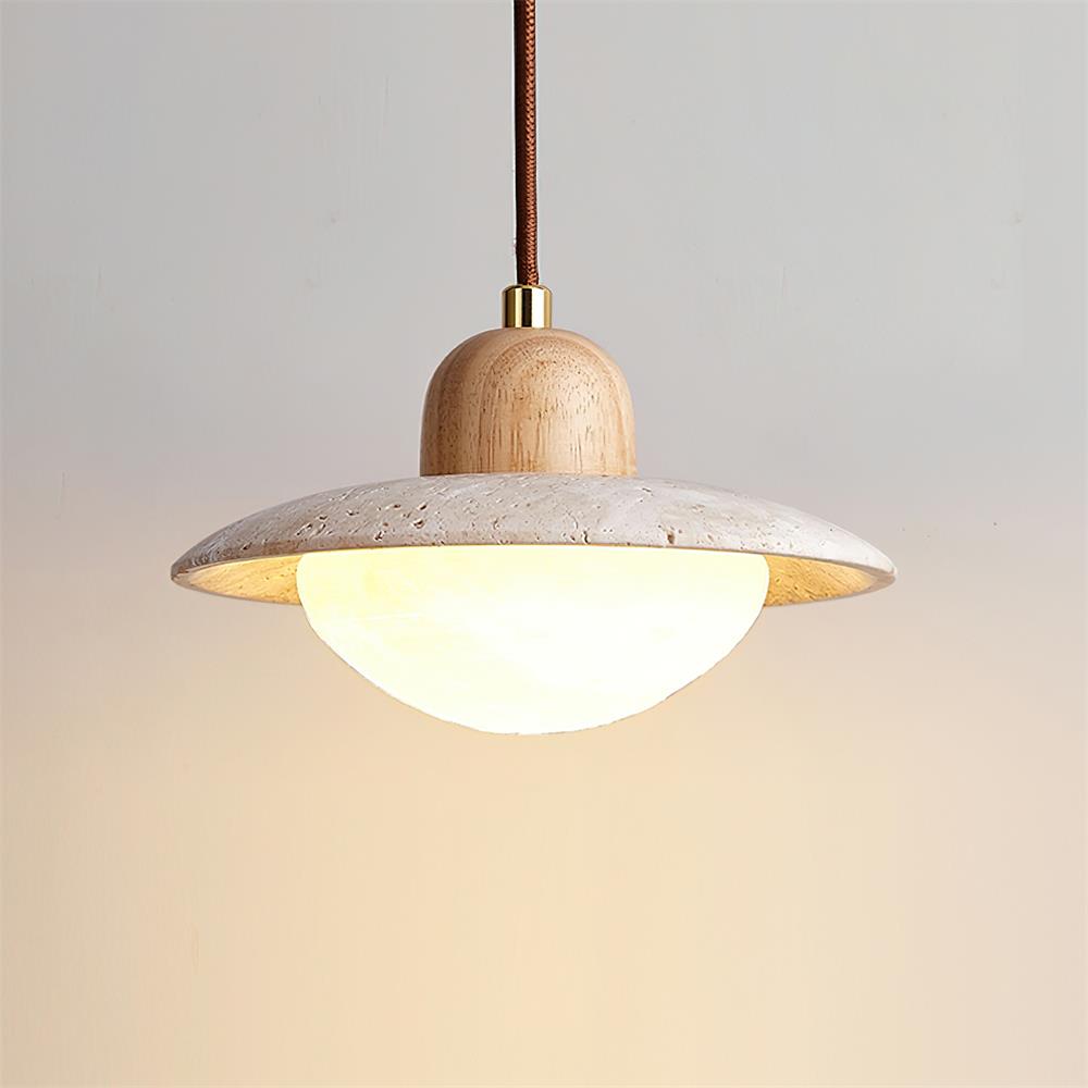 Travertine Pendant Light with Integrated LED Design | Adjustable Height Kitchen Pendant Lighting for Modern Interiors 4