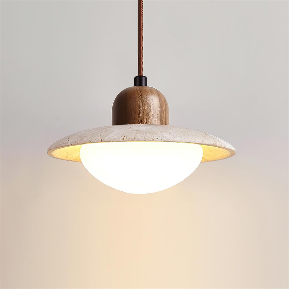 Travertine Pendant Light with Integrated LED Design | Adjustable Height Kitchen Pendant Lighting for Modern Interiors 5