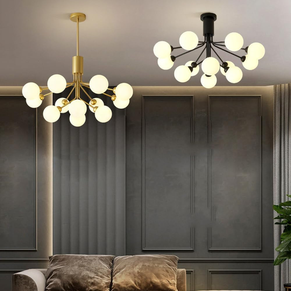 Valentina | Modern Chandelier Light with LED Technology & Unique Sputnik Design | Elegant Black or Gold Finish for Any Room 5