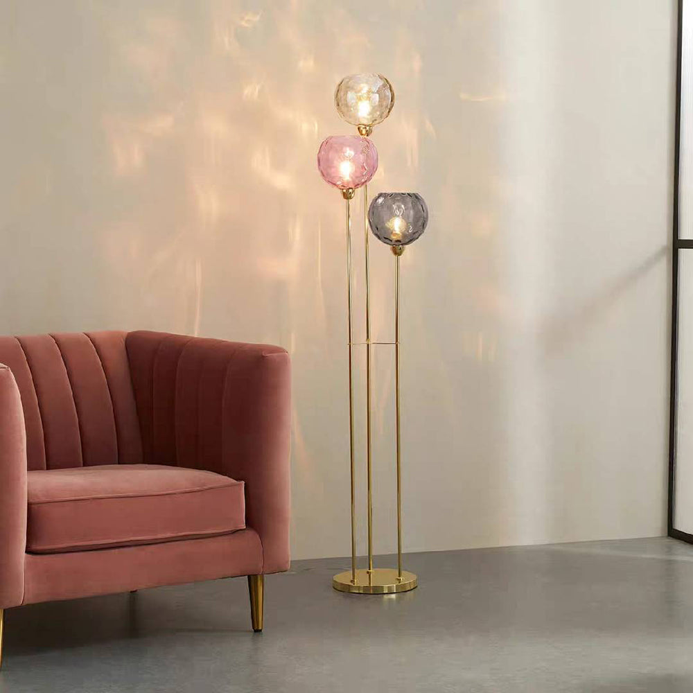 Valentina | Modern Floor Lamp with Bubble Glass Shade & Metal Frame | Elegant Lighting for Cozy Living Spaces 0