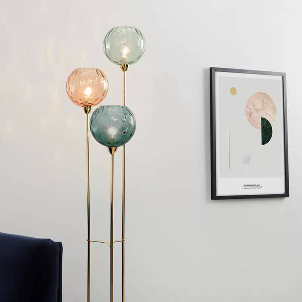 Valentina | Modern Floor Lamp with Bubble Glass Shade & Metal Frame | Elegant Lighting for Cozy Living Spaces 2