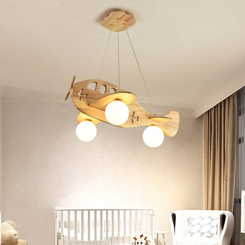 Vintage Airplane Pendant Light with Wooden Design & Adjustable Height | Unique Hanging Lights for Cozy Children's Rooms 0