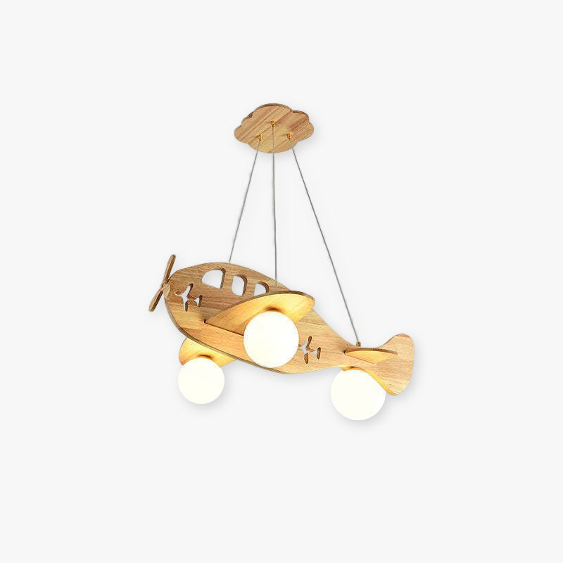 Vintage Airplane Pendant Light with Wooden Design & Adjustable Height | Unique Hanging Lights for Cozy Children's Rooms 1
