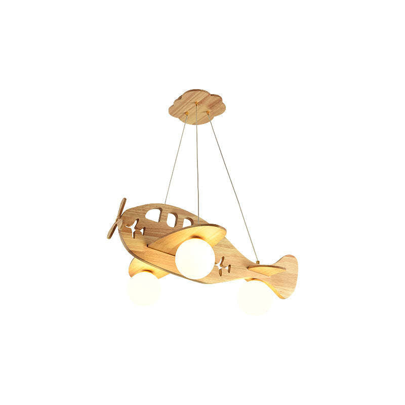 Vintage Airplane Pendant Light with Wooden Design & Adjustable Height | Unique Hanging Lights for Cozy Children's Rooms 6