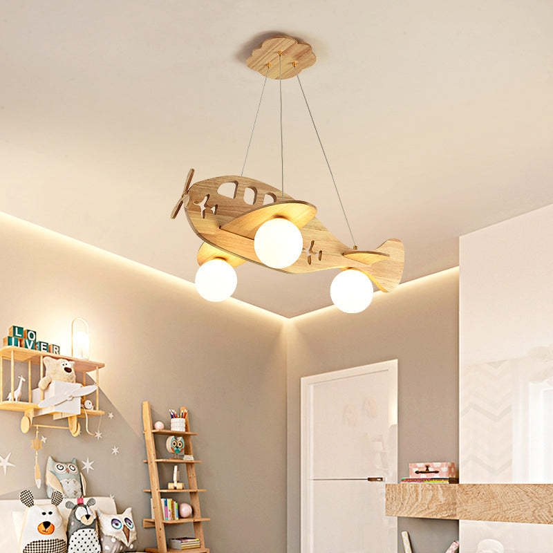 Vintage Airplane Pendant Light with Wooden Design & Adjustable Height | Unique Hanging Lights for Cozy Children's Rooms 8