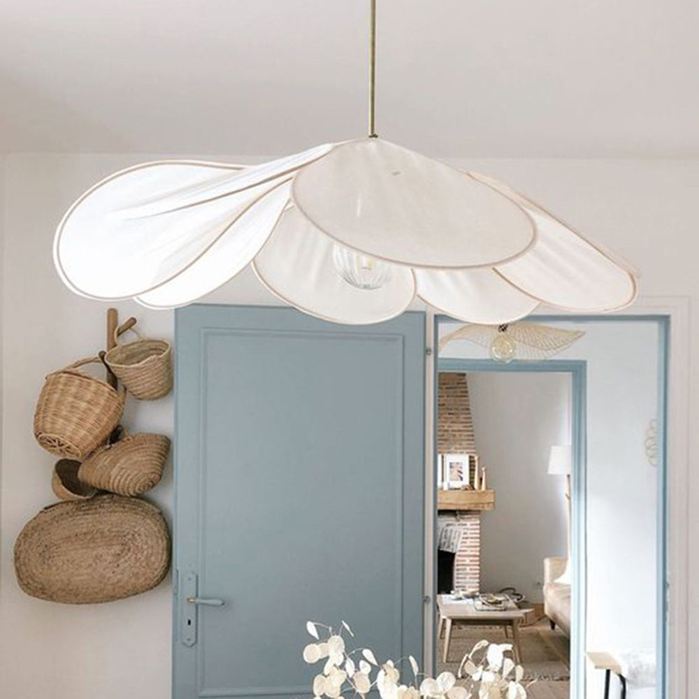 Vintage Rustic Pendant Light with Fabric Shade & Metal Frame | Adjustable Hanging Lights for Elegant Illumination 0