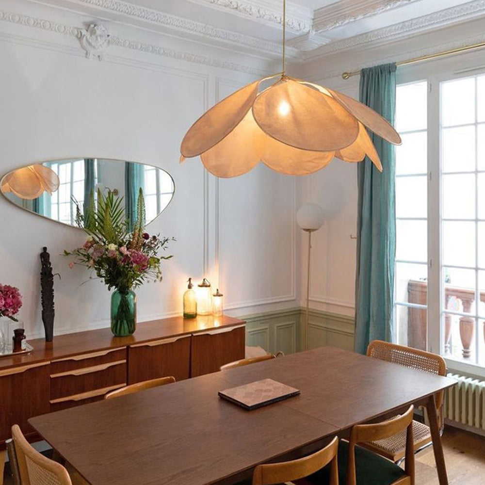 Vintage Rustic Pendant Light with Fabric Shade & Metal Frame | Adjustable Hanging Lights for Elegant Illumination 3