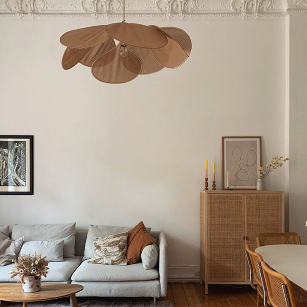 Vintage Rustic Pendant Light with Fabric Shade & Metal Frame | Adjustable Hanging Lights for Elegant Illumination 4