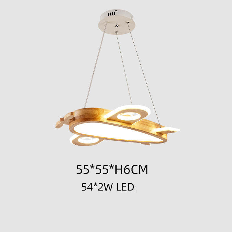Whimsical Airplane Pendant Light with Handmade Wood & Acrylic Design for Kids' Rooms 3