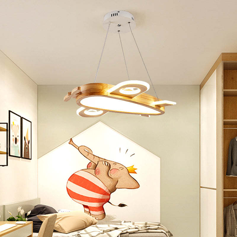 Whimsical Airplane Pendant Light with Handmade Wood & Acrylic Design for Kids' Rooms 4