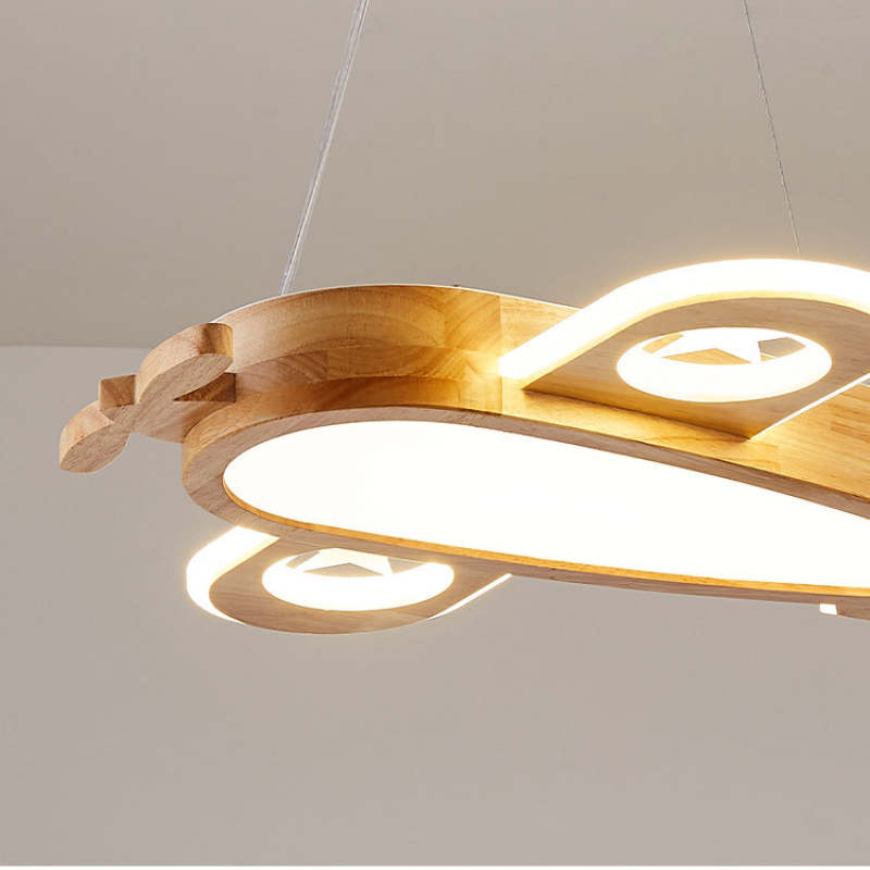 Whimsical Airplane Pendant Light with Handmade Wood & Acrylic Design for Kids' Rooms 7